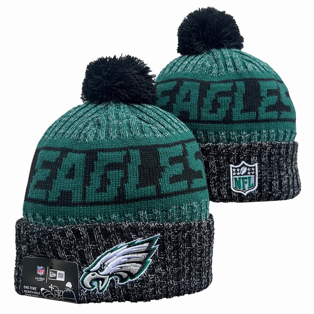 Philadelphia Eagles New Era NFL Beanie On Field Knit Cap w/ Removable Pom OSFA